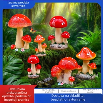 Smolne ručni rad: Mushroom Zakka serija s mahovinom mikropejzažom i sukulentima u posudi, dekorativni predmeti od smole; materijal: sintetička smola; stil: moderno jednostavan; pakiranje: kartonsko pakiranje