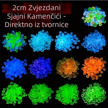 2 cm svjetleći kamenčić s zvjezdastim točkama za akvarij i mikro krajolik, fluorescirajući šljunak
