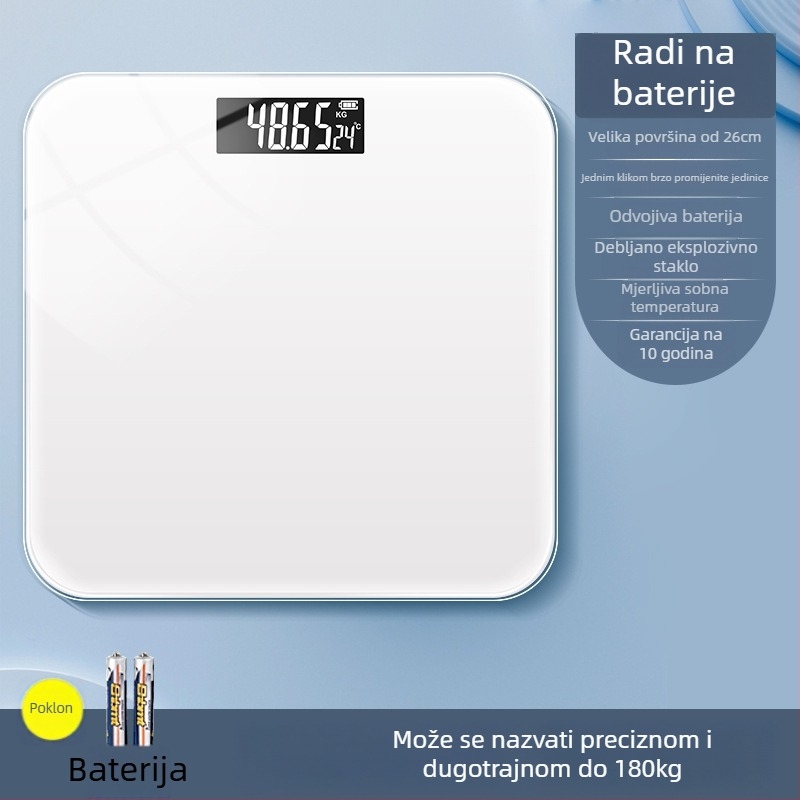 Vaga za mjerenje težine – Big orange, za odrasle, maksimalni kapacitet 180 kg, napajanje baterijom i USB punjenje