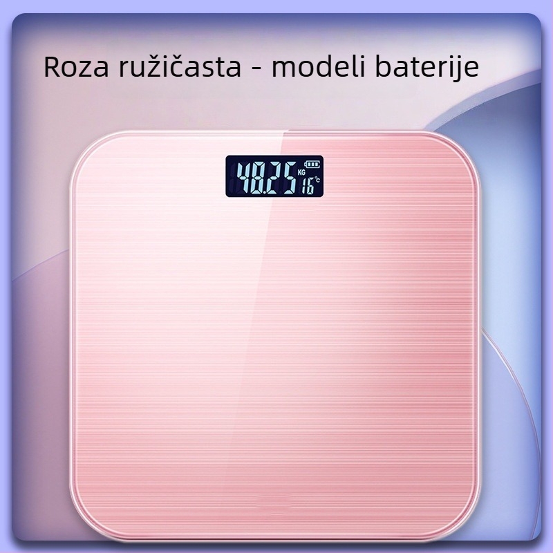 Pametna kućna vaga s prikazom temperature i mjerenjem tjelesne masti i tekućine — raspon 0,2–180 kg, LCD zaslon, visoko precizan senzor, kaljeno staklo