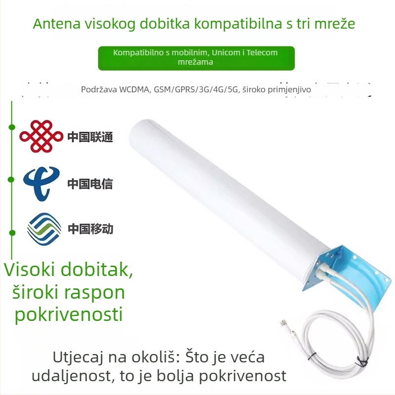 Xin Hangshun Omnidirekcionalna cilindrična antena za mobilni signal, vanjska, visok dobitak 22 dBi, kompatibilna s 2G/3G/4G/5G