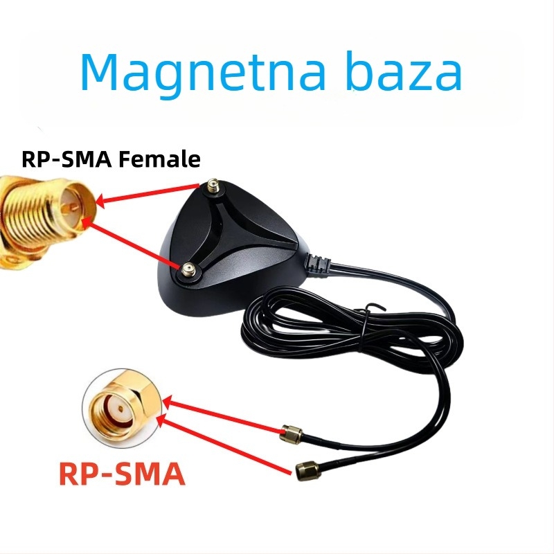 Omnidirekcijska WiFi antena za usmjerivač, 12 dBi, vanjska, trozonska 2,4/5,8/6 GHz, Bluetooth