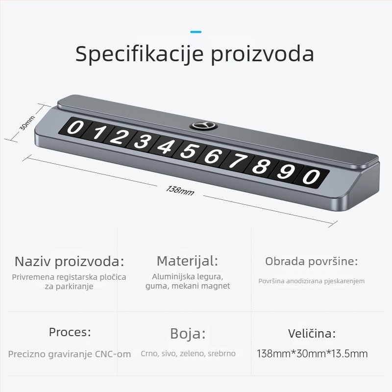 Skriveni znak za parkiranje (Model TC109) – Metal, otisak logotipa, prilagodljiv, licencirana privatna marka