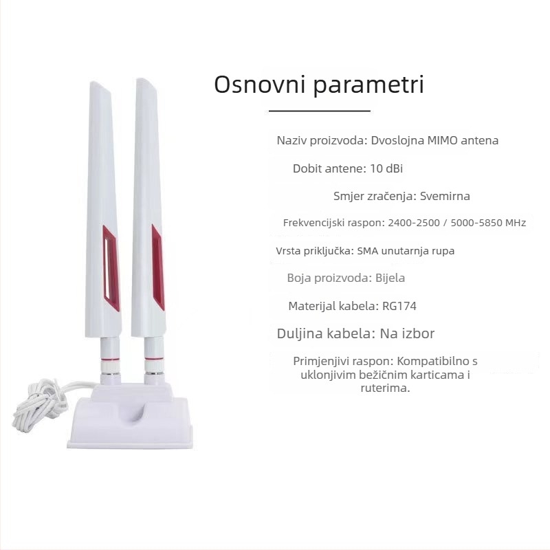 Dual-band stolna antena 2.4G/5.8G, omnidirekcijska, za WiFi 6 usmjerivač, visok dobitak