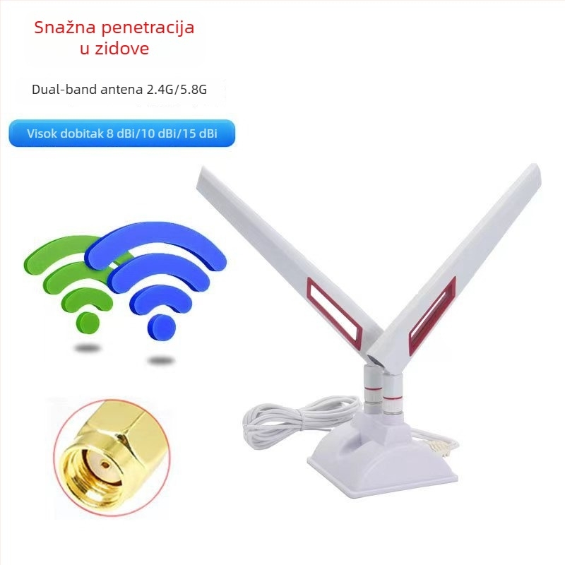 Dual-band stolna antena 2.4G/5.8G, omnidirekcijska, za WiFi 6 usmjerivač, visok dobitak