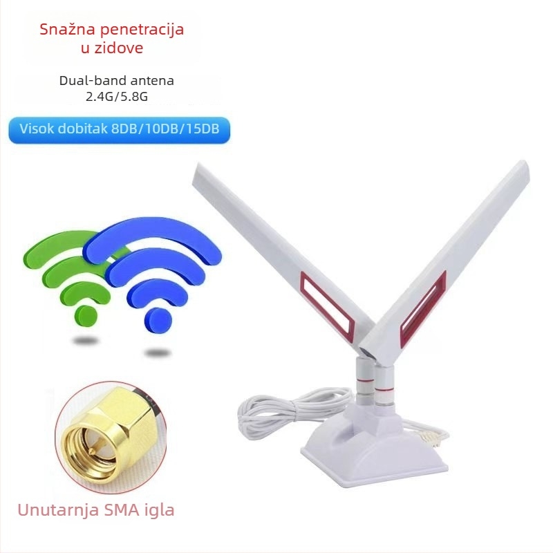 Dual-band stolna antena 2.4G/5.8G, omnidirekcijska, za WiFi 6 usmjerivač, visok dobitak