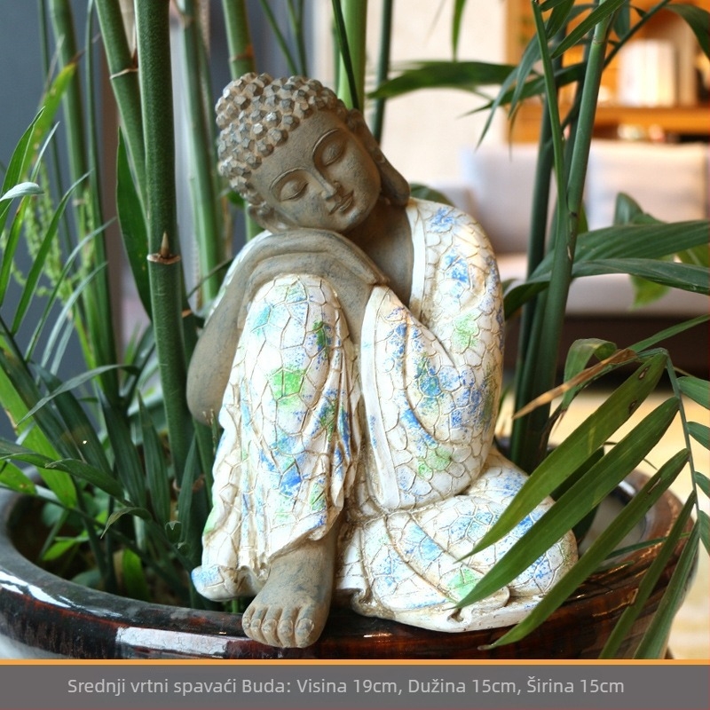 Buddha gradska statua, smolni zanati, sintetička smola, pastoralni stil, Zhuo Hua marka