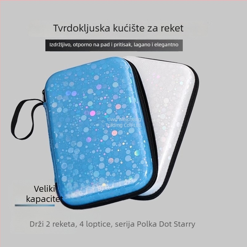 Torba za ping-pong rekete, tvrdi kućište, velika kapaciteta, dvostruki pretinci za rekete (vodoravni i uspravni)