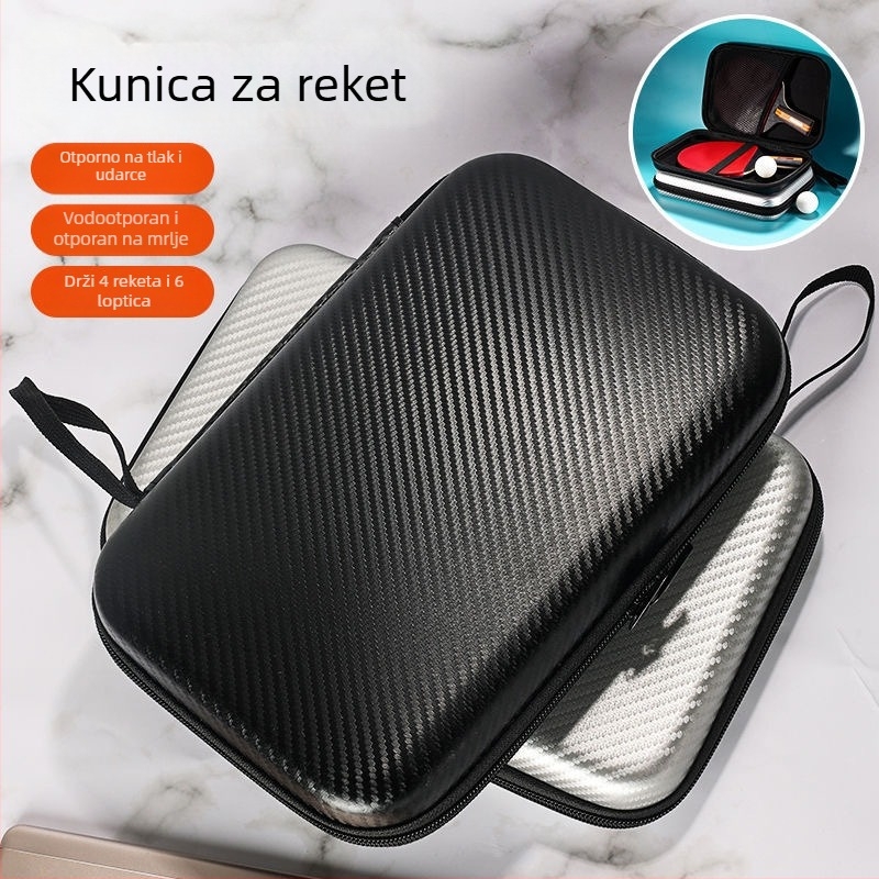 Torba za ping-pong rekete, tvrdi kućište, velika kapaciteta, dvostruki pretinci za rekete (vodoravni i uspravni)