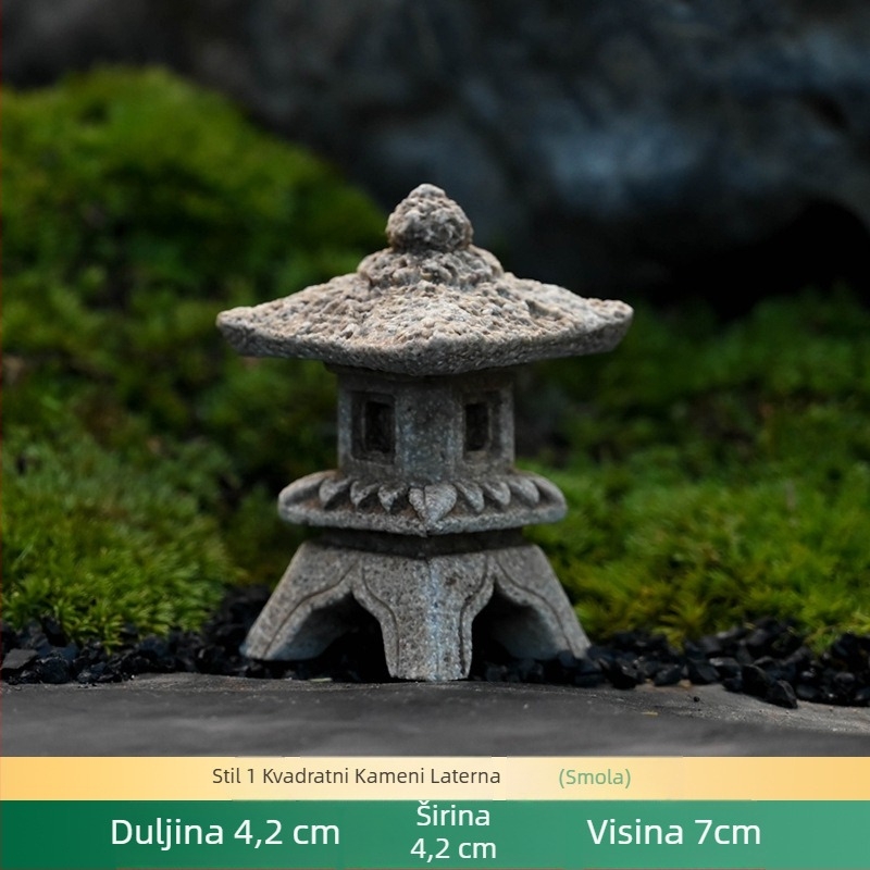 Kineskog stila mikro pejzažni kameni lanterna vrtna dekoracija, stijenoviti kraj s vodnim pogledom, bonsai i mali kameni paviljon (Materijal: smola; Stil: pastoralni; Kategorija: smolni rukotvorine)