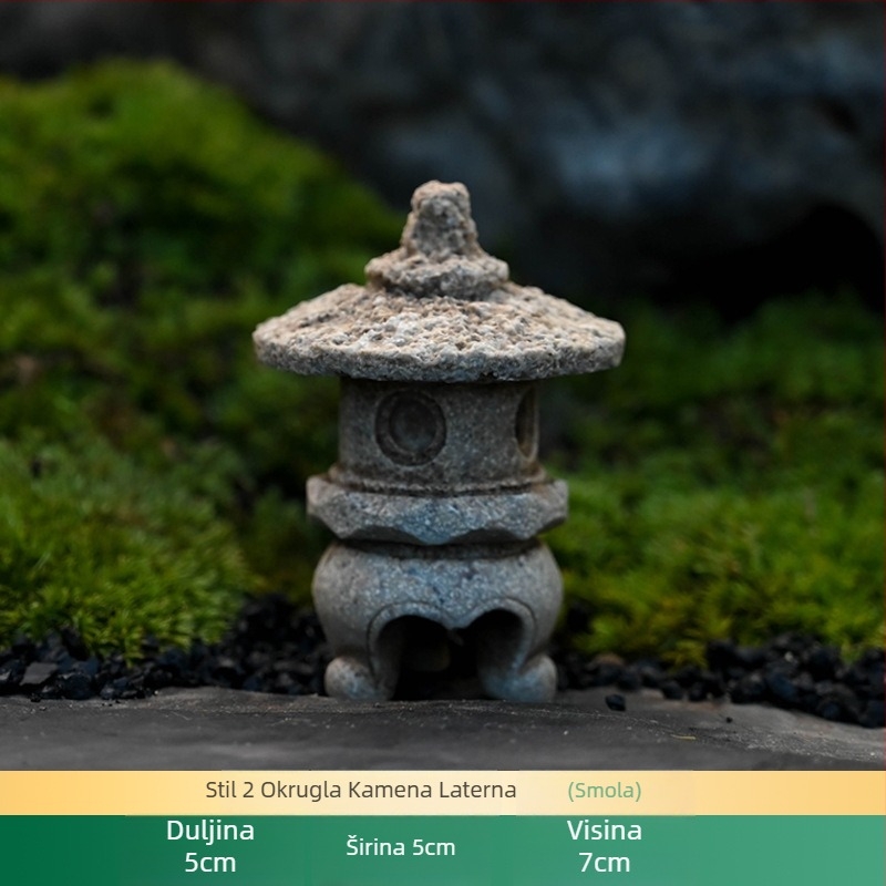 Kineskog stila mikro pejzažni kameni lanterna vrtna dekoracija, stijenoviti kraj s vodnim pogledom, bonsai i mali kameni paviljon (Materijal: smola; Stil: pastoralni; Kategorija: smolni rukotvorine)