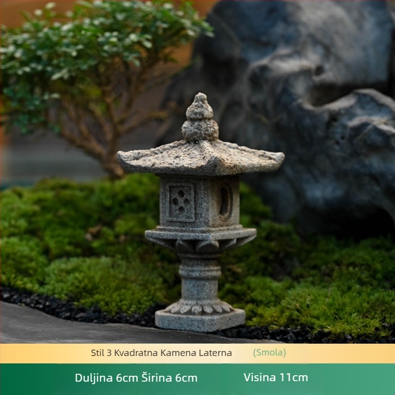 Kineskog stila mikro pejzažni kameni lanterna vrtna dekoracija, stijenoviti kraj s vodnim pogledom, bonsai i mali kameni paviljon (Materijal: smola; Stil: pastoralni; Kategorija: smolni rukotvorine)