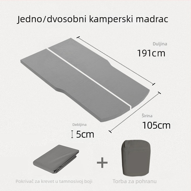 Madrac od memorijske pjene za kampiranje, kompatibilan s Tesla Model Y/3 – ne napuhuje, 10 kg, nosivost 300 kg, s logom