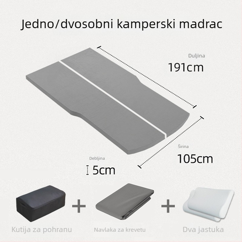 Madrac od memorijske pjene za kampiranje, kompatibilan s Tesla Model Y/3 – ne napuhuje, 10 kg, nosivost 300 kg, s logom