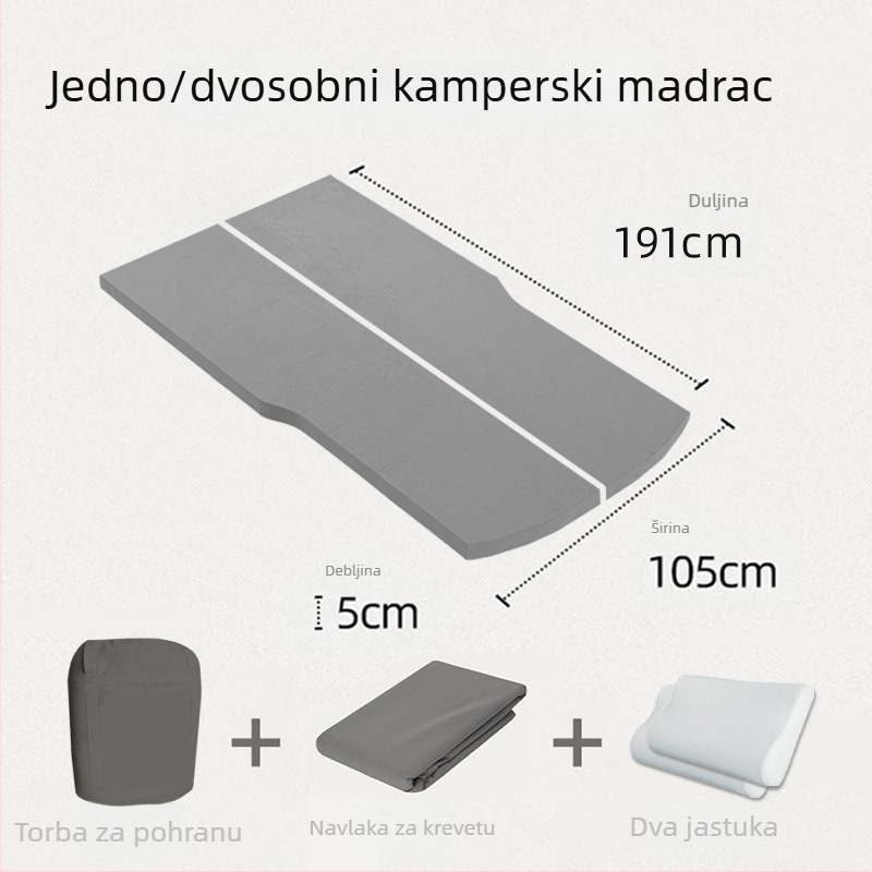 Madrac od memorijske pjene za kampiranje, kompatibilan s Tesla Model Y/3 – ne napuhuje, 10 kg, nosivost 300 kg, s logom
