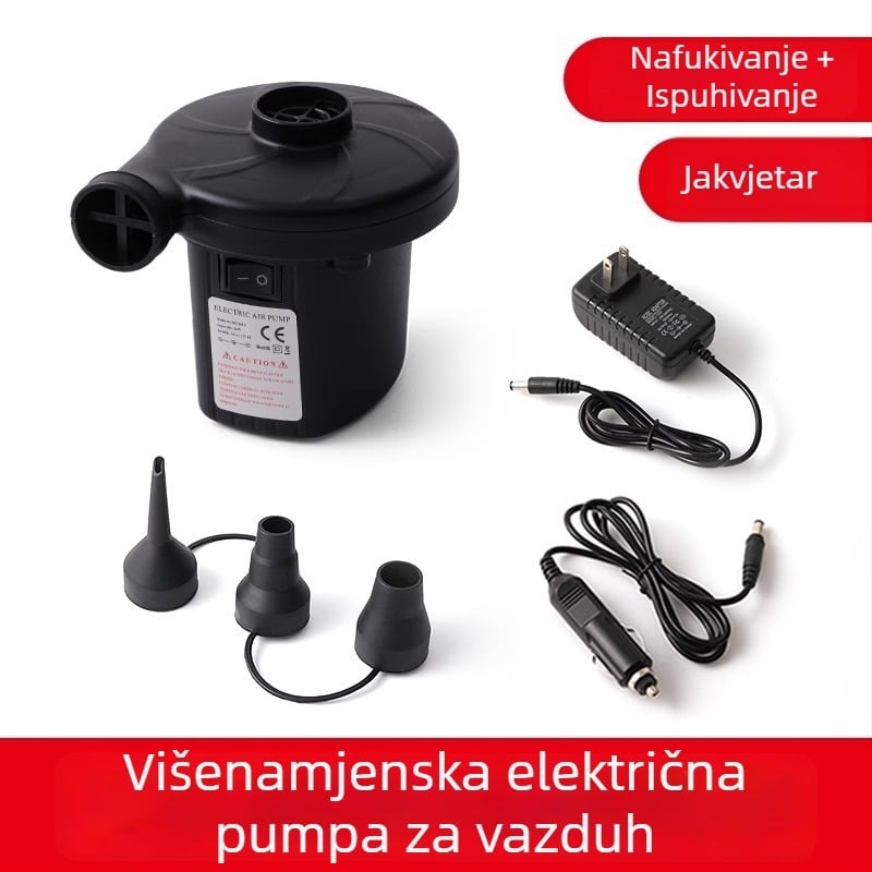 Prenosna pumpa za naduhivanje za naduhivane predmete s napajanjem iz automobila, 12V, 120W, protok >70 L/min, rad dulji od 20 minuta