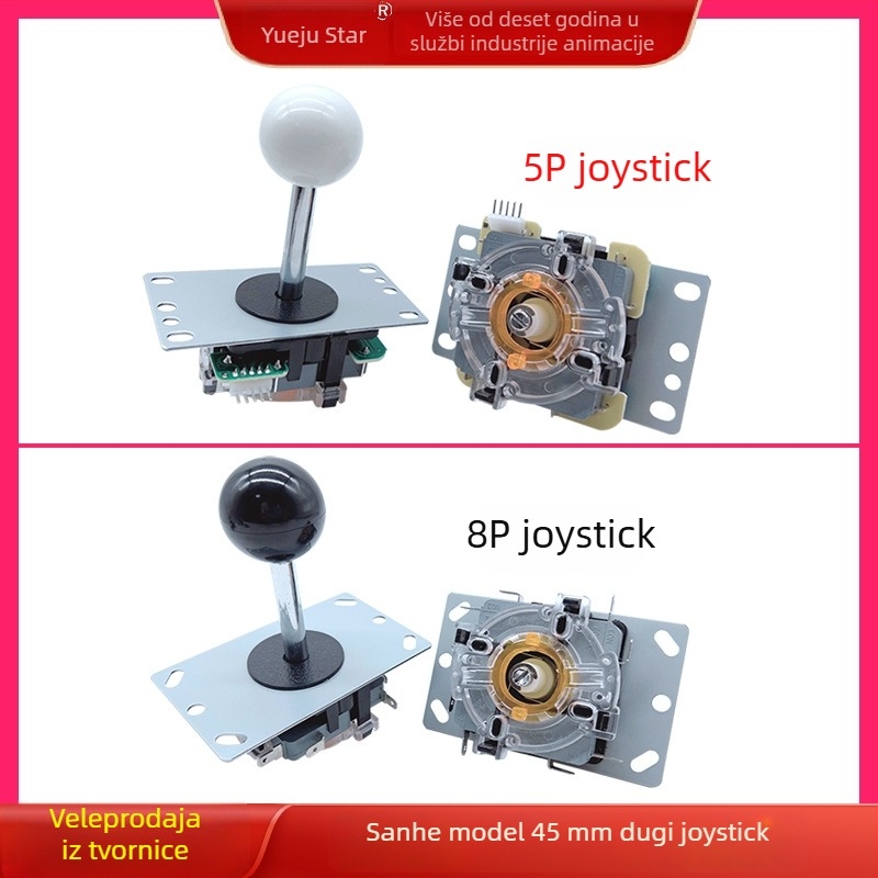 Sanhe-stil arkadni joystick, žični, 5P/8P sučelje, od željeza, za arkadne borbene strojeve