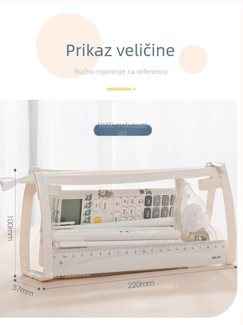Prozirna pernica velikog kapaciteta, jednostavan dizajn, PVC, korejskog stila, za učenike.