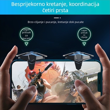JS66 gaming kontroler s pulsnim gumbom za PUBG Mobile, Naraka Bladepoint i CrossFire — USB sučelje, ABS kućište, bez vibracija, za iOS i Android