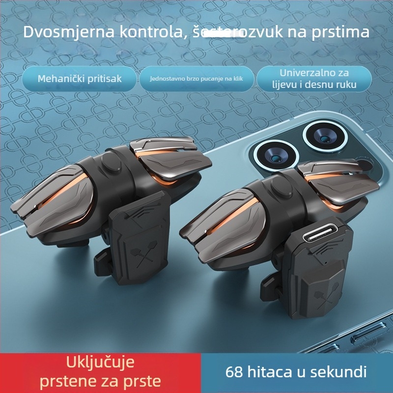 Magic Duck js-61 bežični gamepad sa šestoprstnim impulznim auto-clickerom, USB-C sučelje, ABS+cinkova zlitina, težina 0,1 kg