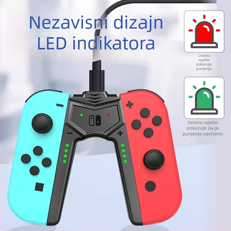Punjačka drška za Nintendo Switch Joy-Con (OLED) – lijeva i desna, uključuje USB-C kabel za napajanje