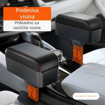 Automobilska višefunkcionalna kutija naslona za ruku s izvlačnim spremnikom, kožna, model 3091, Deep Auto