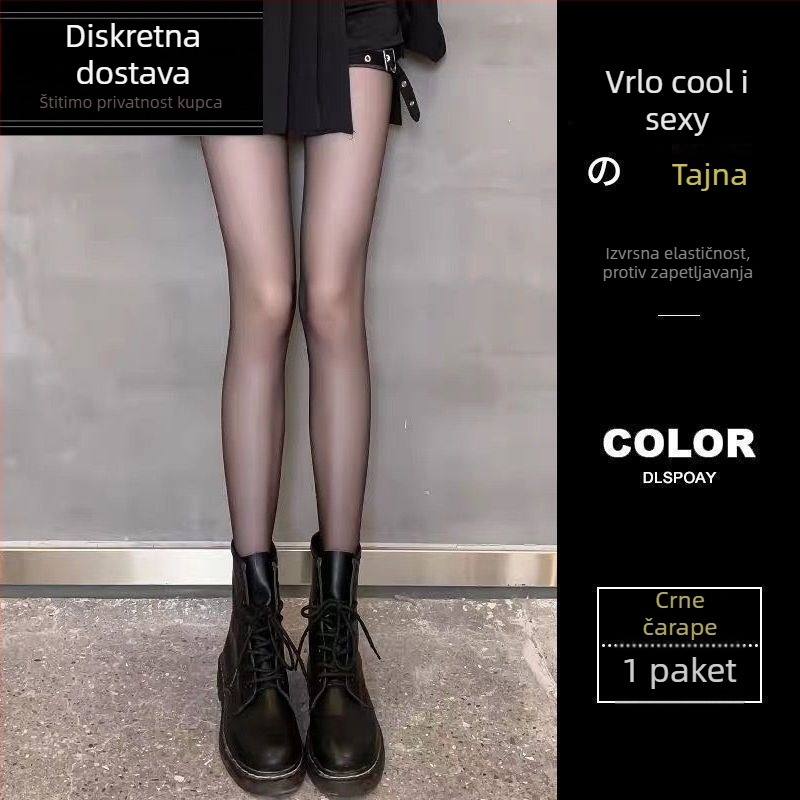 Čarape s mrežastim uzorkom i slovom P, tanke prozirne za ljeto, poliester