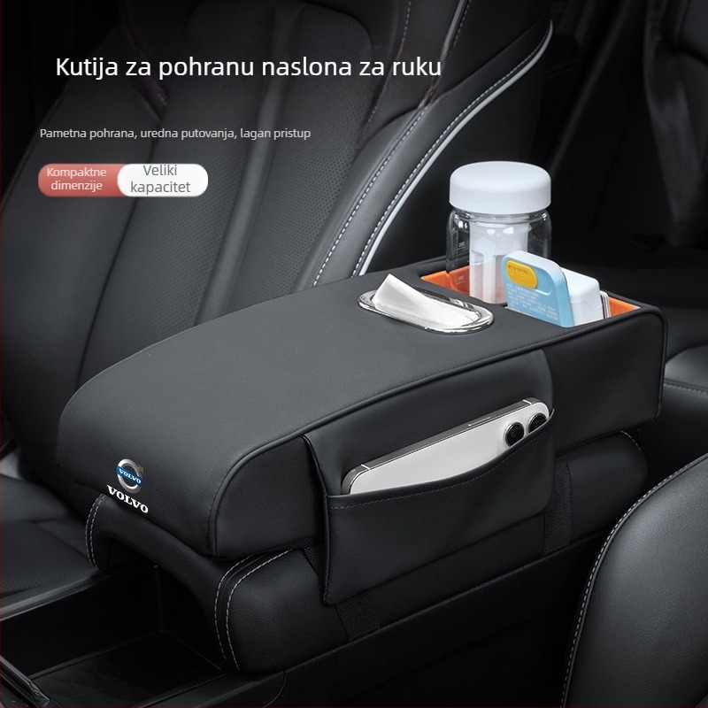 Meinan kožna podložka za kutiju naslona za ruku – univerzalna automobilska jastučnica za središnju konzolu s podrškom za ugradnju i prilagodbom