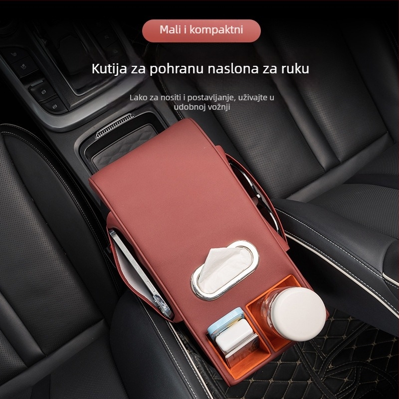 Meinan kožna podložka za kutiju naslona za ruku – univerzalna automobilska jastučnica za središnju konzolu s podrškom za ugradnju i prilagodbom