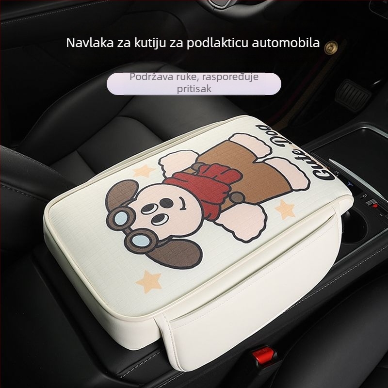 Pokrov kutije naslona za ruke automobila — dizajn karikatura božica, središnji jastučić za lakat, zgušćeni i produljeni