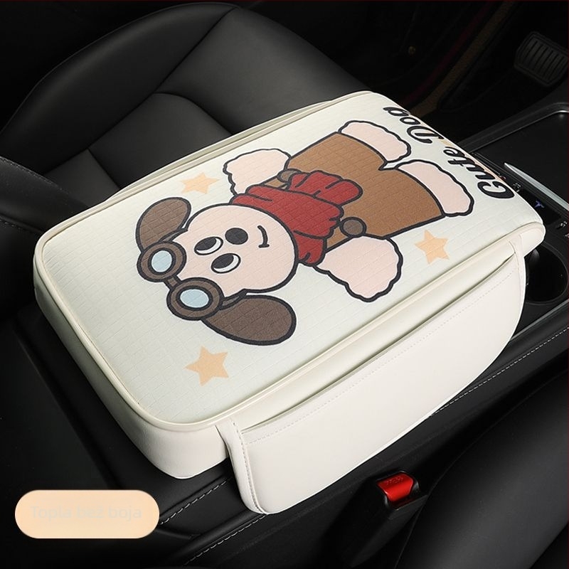 Pokrov kutije naslona za ruke automobila — dizajn karikatura božica, središnji jastučić za lakat, zgušćeni i produljeni