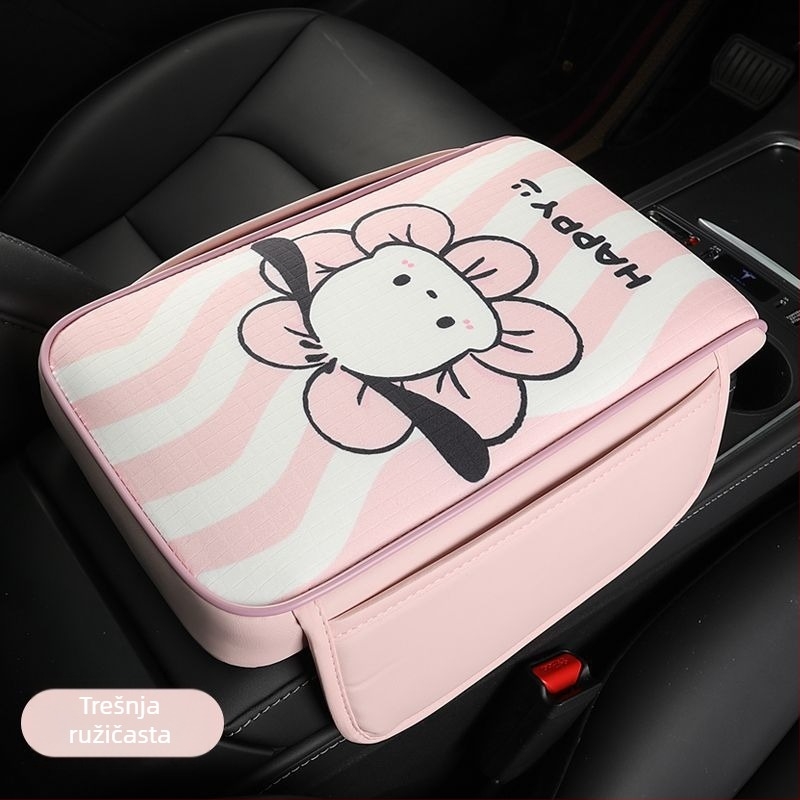 Pokrov kutije naslona za ruke automobila — dizajn karikatura božica, središnji jastučić za lakat, zgušćeni i produljeni