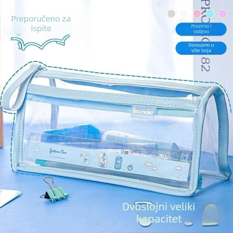 Prozirna pernica za olovke, Marka Unique Item, PVC materijal, Japanski stil, Univerzalni dizajn, IP dozvola: Ne