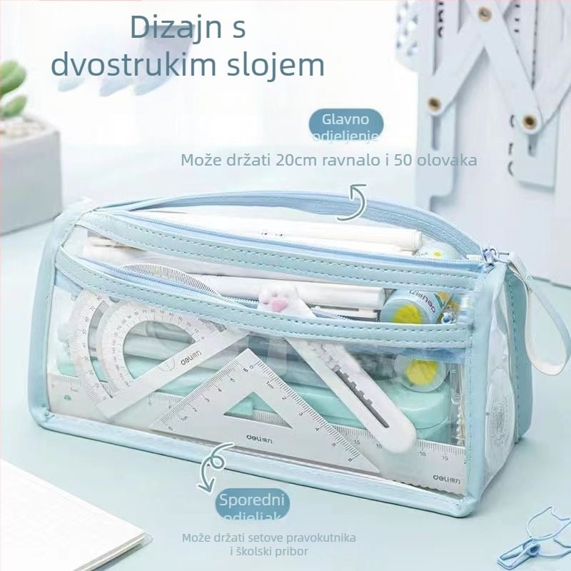 Prozirna pernica za olovke, Marka Unique Item, PVC materijal, Japanski stil, Univerzalni dizajn, IP dozvola: Ne