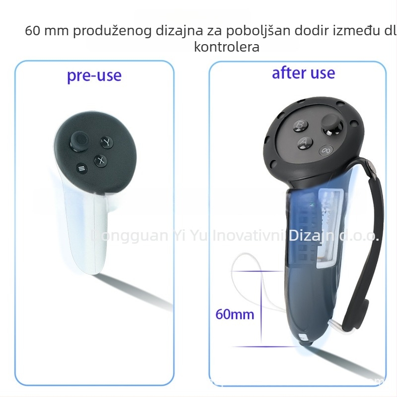 Duga drška silikonski zaštitni pokrov za Quest 3/Quest 3s – protiv klizanja, protiv pada, protiv udara; Injekcijsko lijevanje; 160 g; Materijali: silikon, PC, nylon, ABS, PP, TPU; Kompatibilnost: Quest 3/Quest 3s