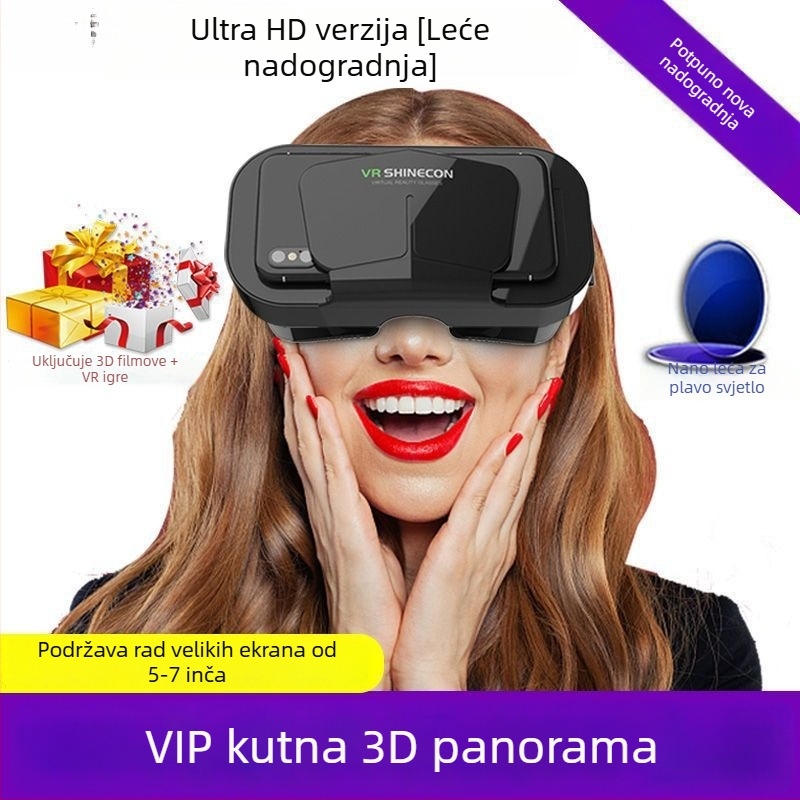 VR naočale – Impresivan 3D headset za pametni telefon, kućno kino • Zaslon: 32, Razlučivost: Bez zaslona, Pametno nosivo uređaj