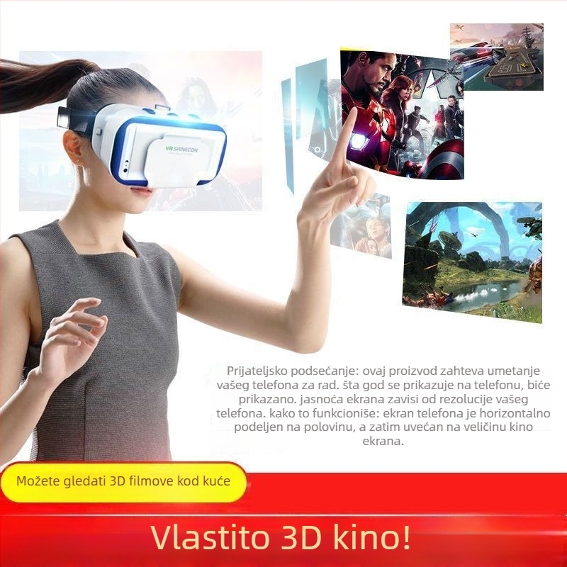 VR naočale, 3D stereoskopsko kino, virtualna stvarnost, panoramsko uranjanje, za pametni telefon