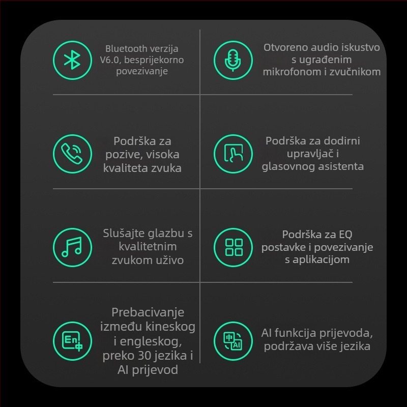 Pametne naočale H06 s prijevodom, glazbom i pozivima; dodirno upravljanje; PC+ABS materijal