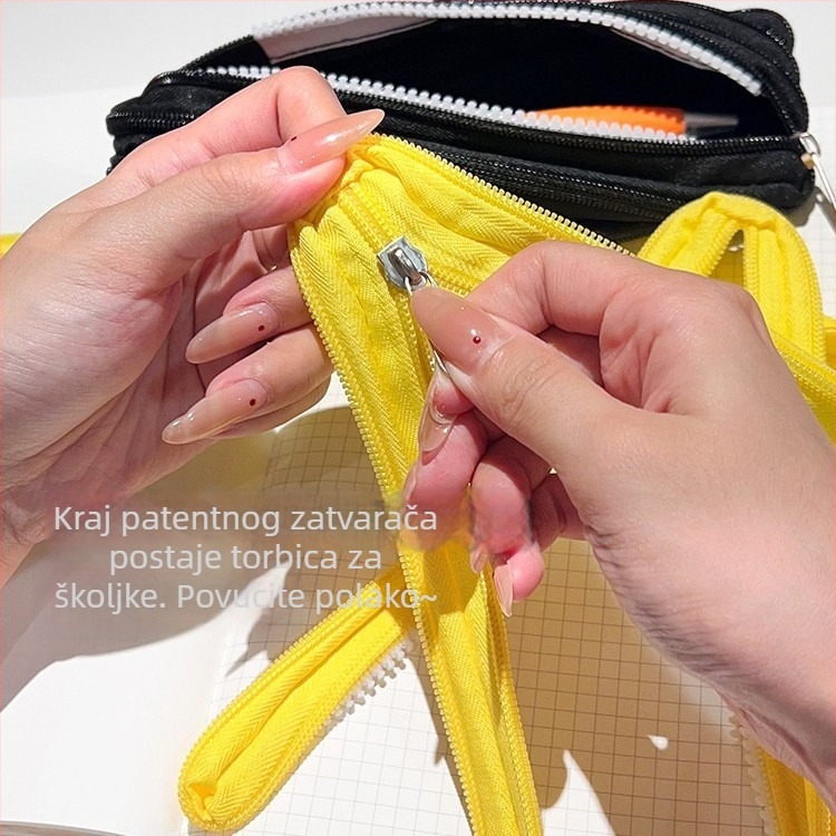 Pernica s zatvaračem – platno, korejskog stila, sladak crtani dizajn, velik kapacitet, za djevojčice