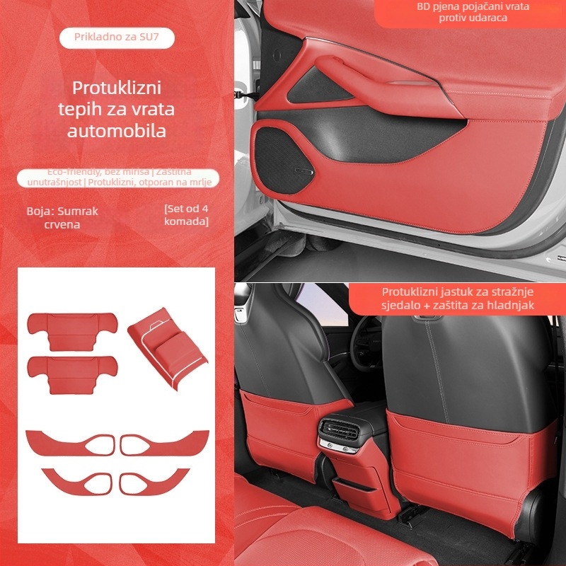 Xiaomi SU7 Dverna zaštita od udaraca — Koža Nappa s 3D pjenom, otporna na habanje i ogrebotine, 7-dijelni set zaštitnih ploča za automobil