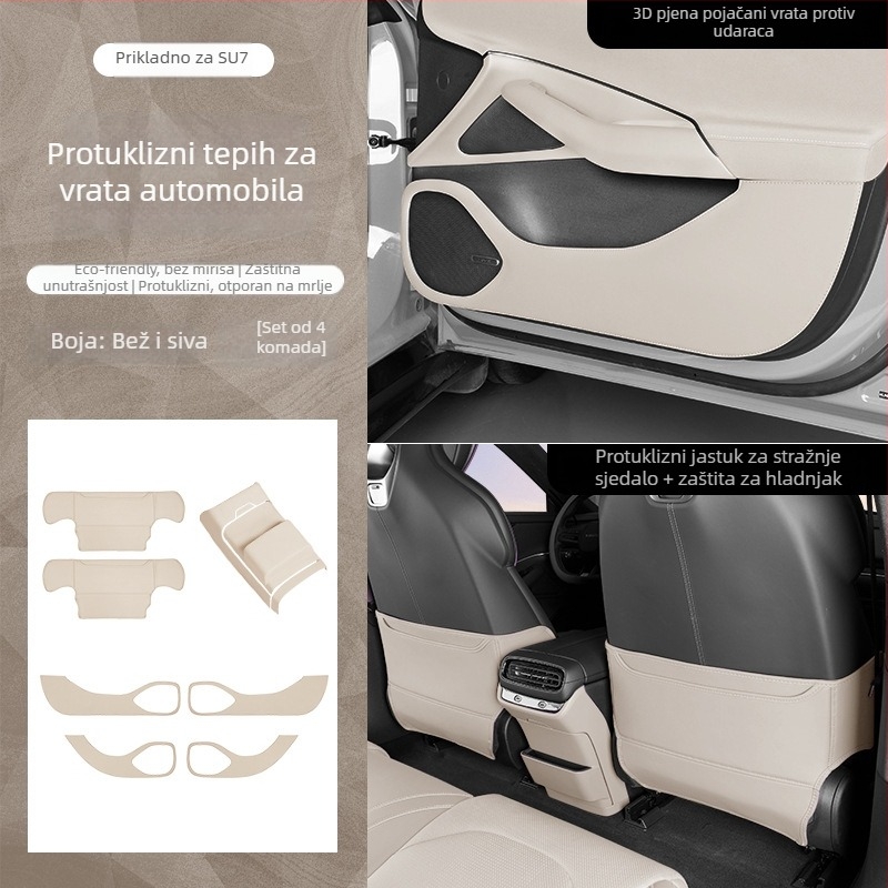 Xiaomi SU7 Dverna zaštita od udaraca — Koža Nappa s 3D pjenom, otporna na habanje i ogrebotine, 7-dijelni set zaštitnih ploča za automobil