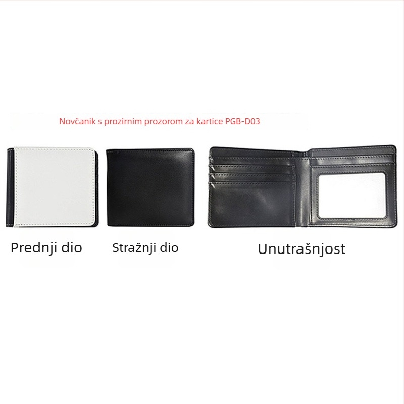 PU kožni novčanik s džepom za kartice i novčiće, površina pogodna za sublimaciju, svakodnevna upotreba