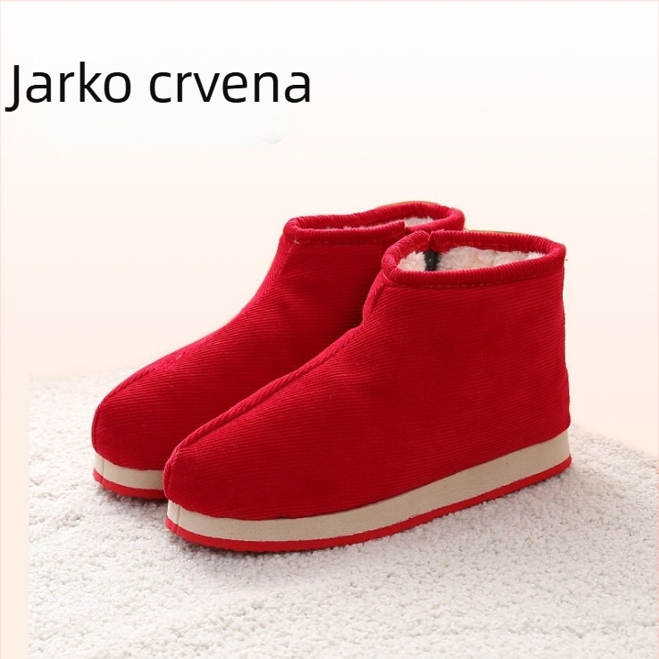 Unisex pamučne kućne papuče s debelim đonom u etničkom stilu, protivklizne i otporne na habanje za zimu