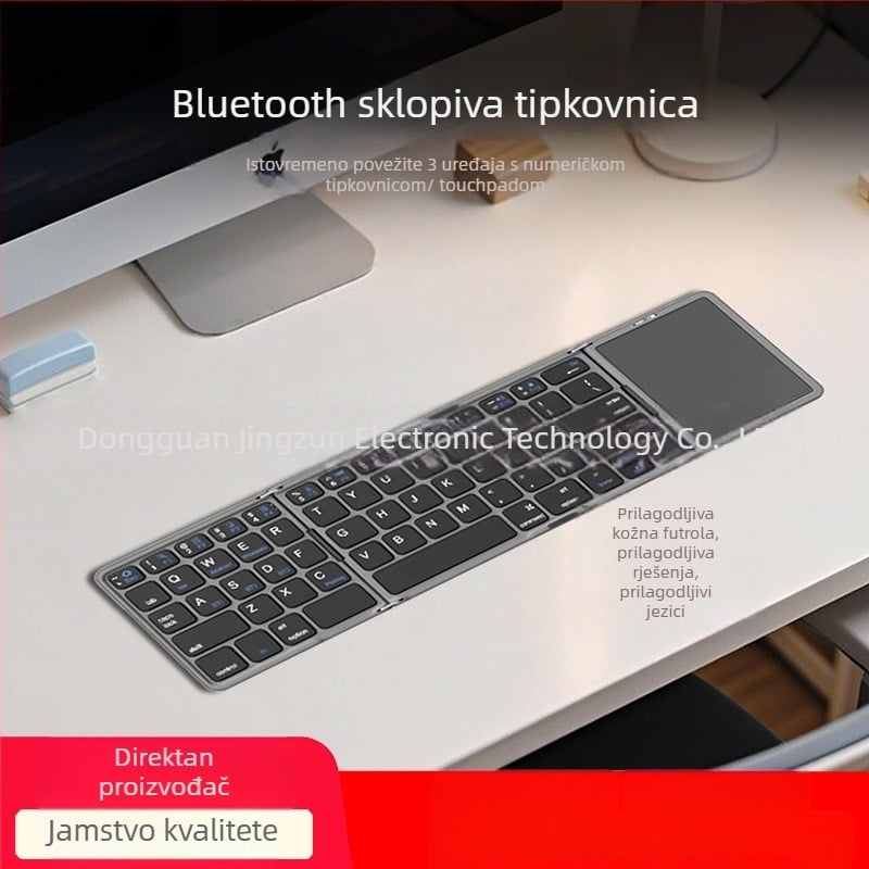 X30c Prijenosna Bluetooth Preklopna Tipkovnica s Touchpadom, Numeričkim Tipkama i Lijevim/Desnim Klikom – Bežična, Punjiva