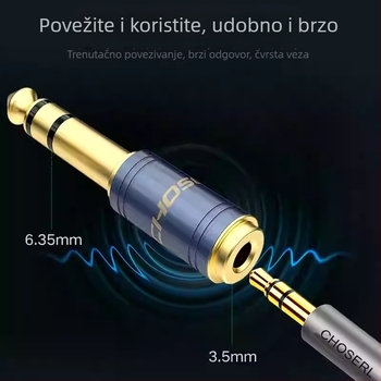 Akihabara adapter 6,5 mm na 3,5 mm za gitaru, tipkovnicu, mikrofon i slušalice – model QD2022/QD2023