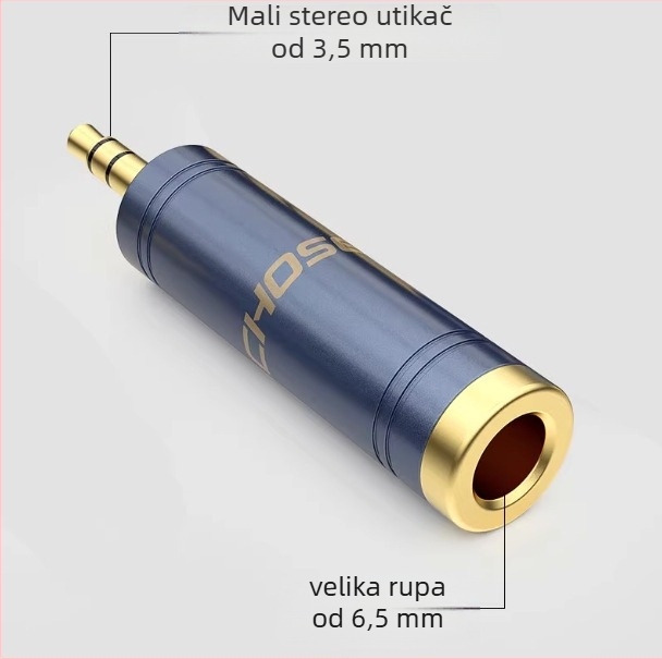 Akihabara adapter 6,5 mm na 3,5 mm za gitaru, tipkovnicu, mikrofon i slušalice – model QD2022/QD2023