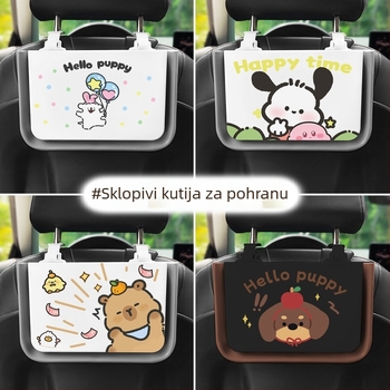 Kutija za pohranu na stražnjoj strani sjedala automobila, sklopiva, vodootporna i otporna na tlak, plastična, univerzalna