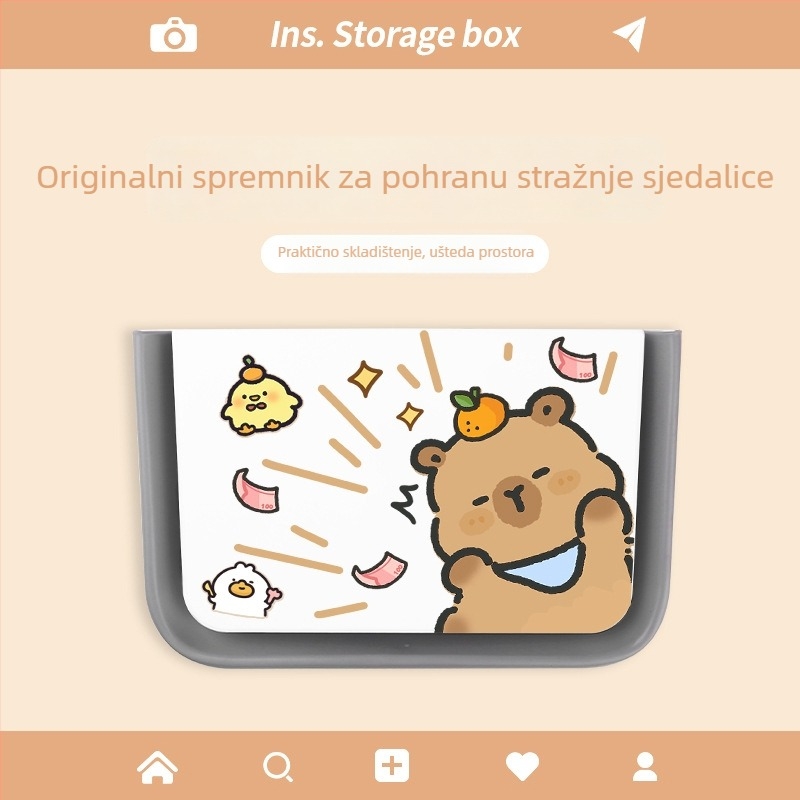 Kutija za pohranu na stražnjoj strani sjedala automobila, sklopiva, vodootporna i otporna na tlak, plastična, univerzalna