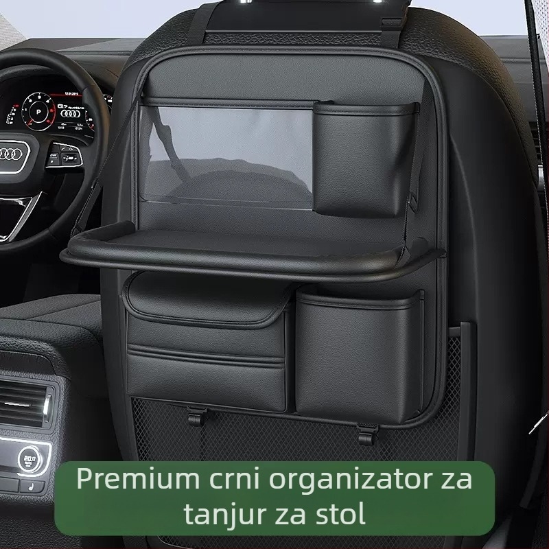 Organizator stražnjeg naslona automobila sa sklopnim stolom, kožni, vodootporan, za vješanje