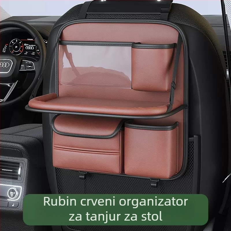 Organizator stražnjeg naslona automobila sa sklopnim stolom, kožni, vodootporan, za vješanje
